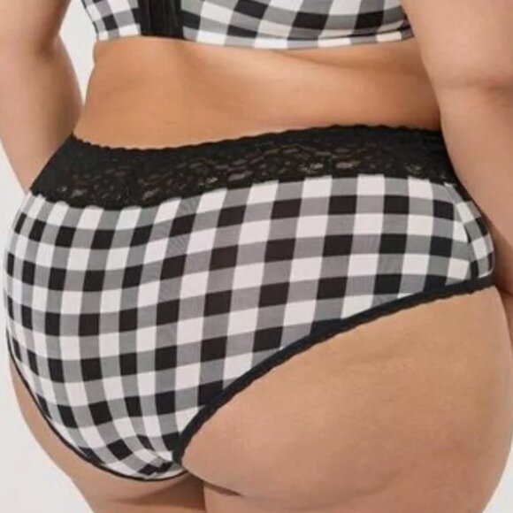 Torrid Cute Retro Gingham Second Skin Lace Trim Cheeky Panty Plus Size 4X - Picture 2 of 7